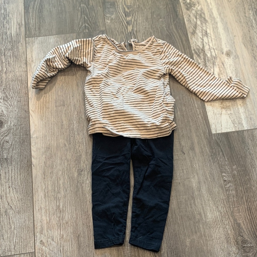 Child of Mine Striped Tan and Black Toddler Outfit
